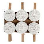 Набор новогодних керамических прищепок Снежинки, 3,5 см, белый, 6 шт
